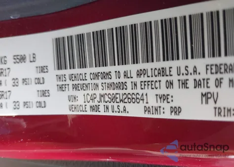 2014 Jeep Cherokee Latitude из США, поврежденный, VIN 1C4PJMCS0EW266641